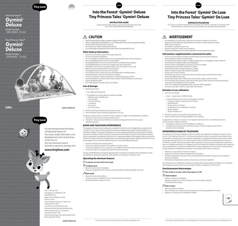Tiny Love Into The Forest Gymini Deluxe Instruction guide