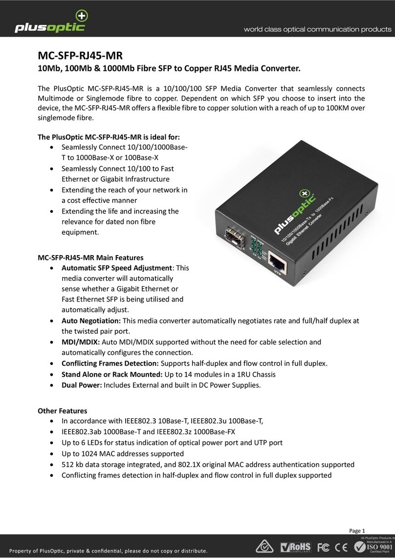 plusoptic MC-SFP-RJ45-MR manual