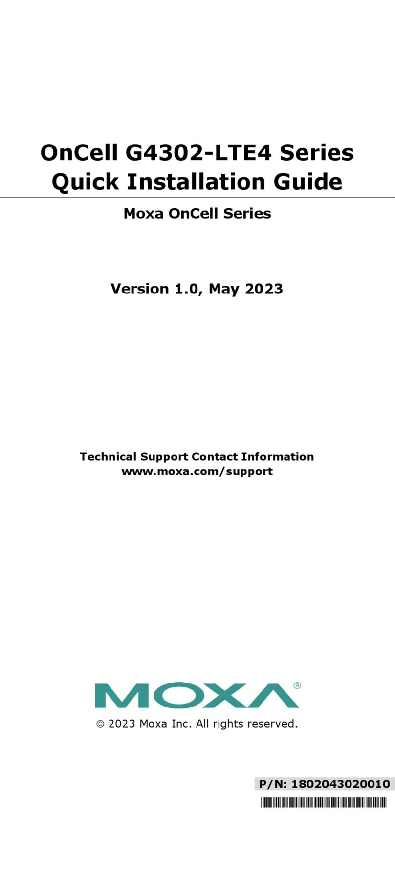 Moxa Technologies OnCell G4302-LTE4 Series User manual Moxa Technologies OnCell G4302-LTE4 Series User manual
