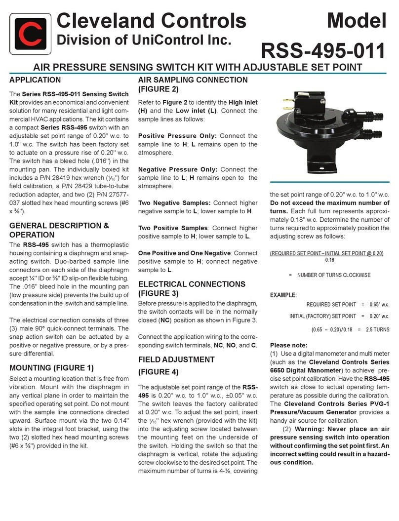 UNICONTROL Electronic Cleveland Controls RSS-495-011 manual