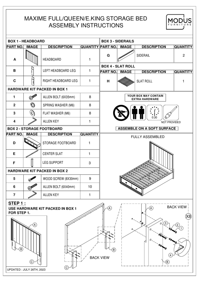 Modus Furniture MAXIME Assembly instructions Modus Furniture MAXIME Assembly instructions