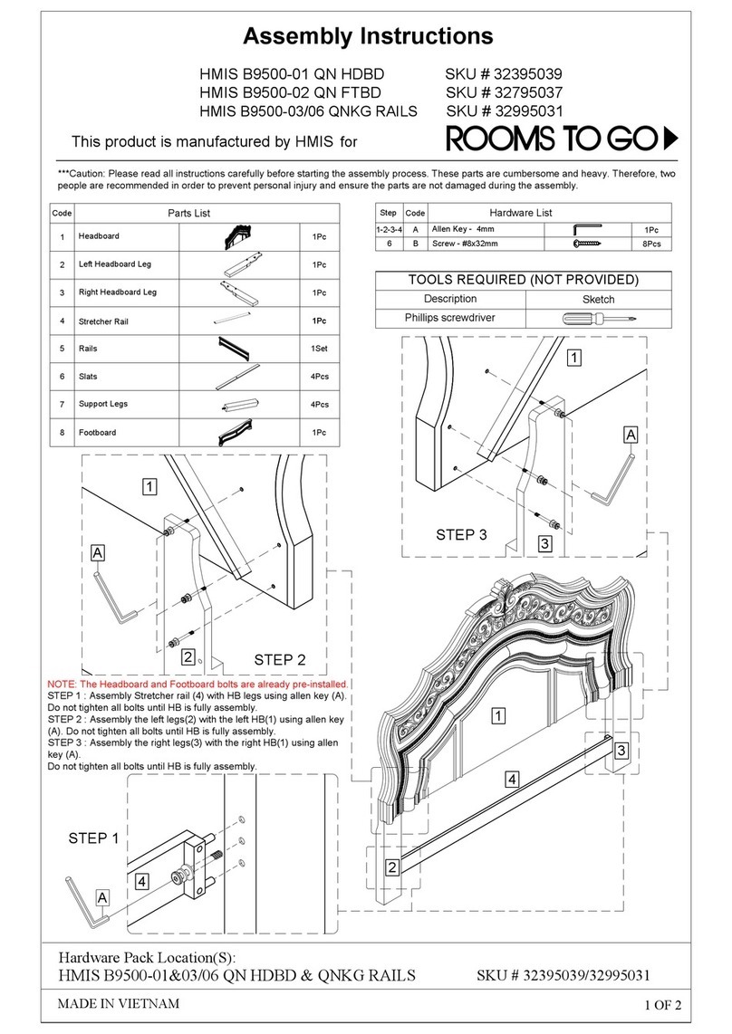 ROOMS TO GO HMIS B9500-01 QN HDBD Assembly instructions