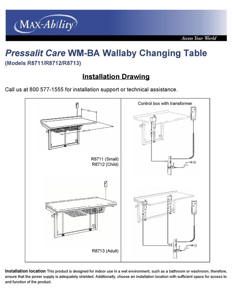 Max-Ability Pressalit Care WM-BA Wallaby R8711 Installation drawing Max-Ability Pressalit Care WM-BA Wallaby R8711 Installation drawing