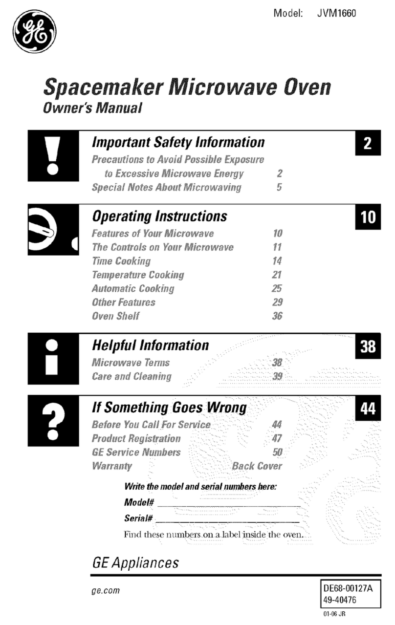 GE Spacemaker JVM1660 User manual GE Spacemaker JVM1660 User manual