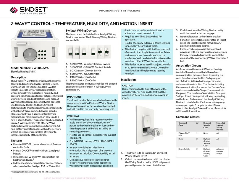 Swidget Z-WAVE ZW006UWA manual