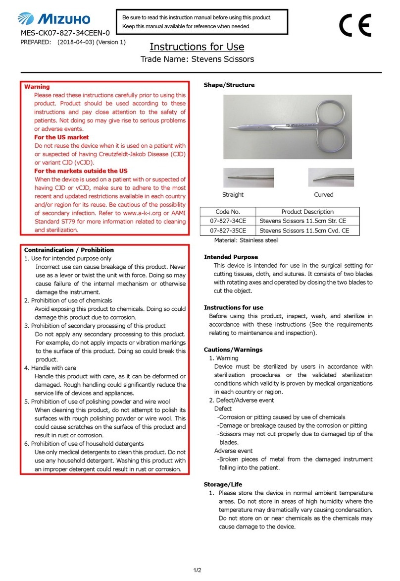 Mizuho 07-827-34CE Instructions for use Mizuho 07-827-34CE Instructions for use