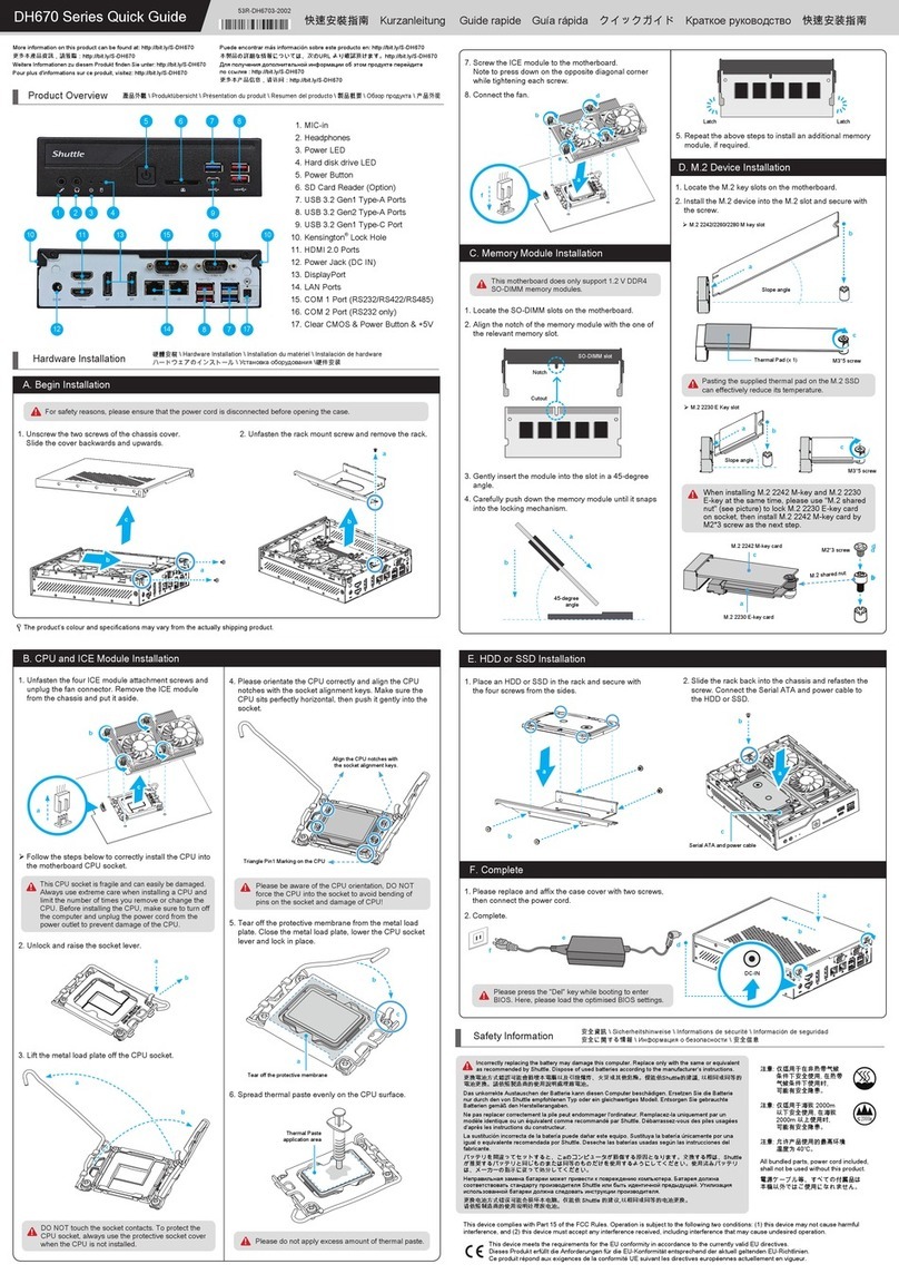 Shuttle DH670 quick start guide