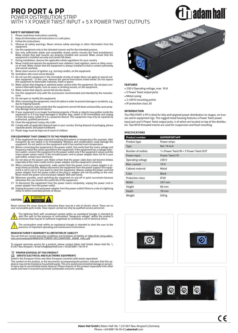 Adam Hall PRO PORT 4 PP quick start guide