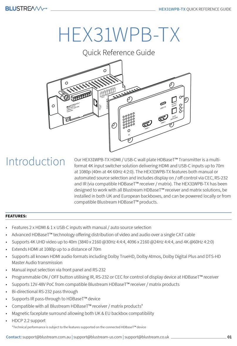 Blu Stream HEX31WPB-TX Quick reference guide