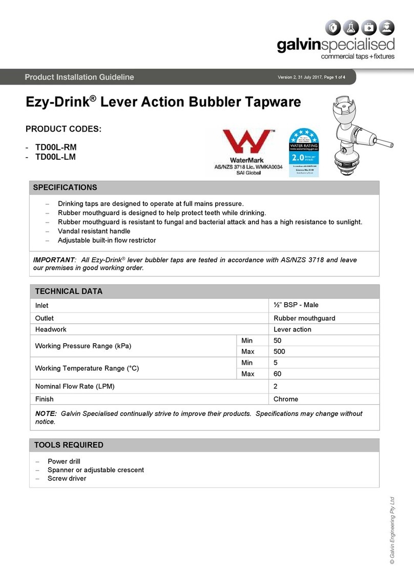 Galvin Specialised Ezy-Drink TD00L-RM Product installation guideline Galvin Specialised Ezy-Drink TD00L-RM Product installation guideline