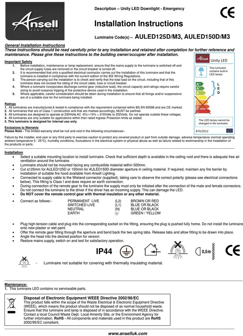 Ansell AULED125D/M3 installation instructions