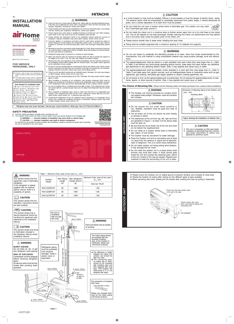 Hitachi RAC-DJ50PCAT User manual