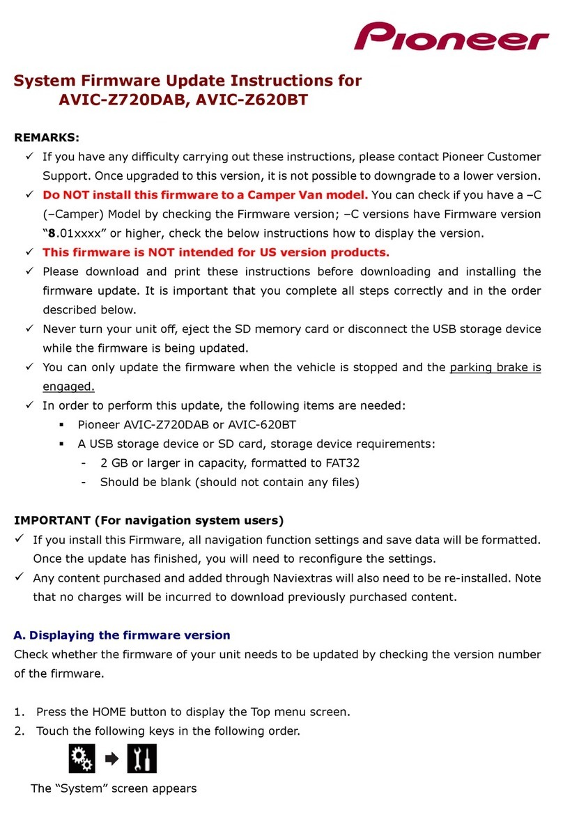 Pioneer AVIC-Z720DAB System firmware update instructions