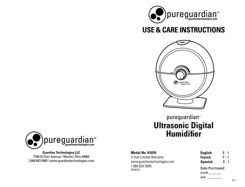pureguardian H1010BL Quick reference guide