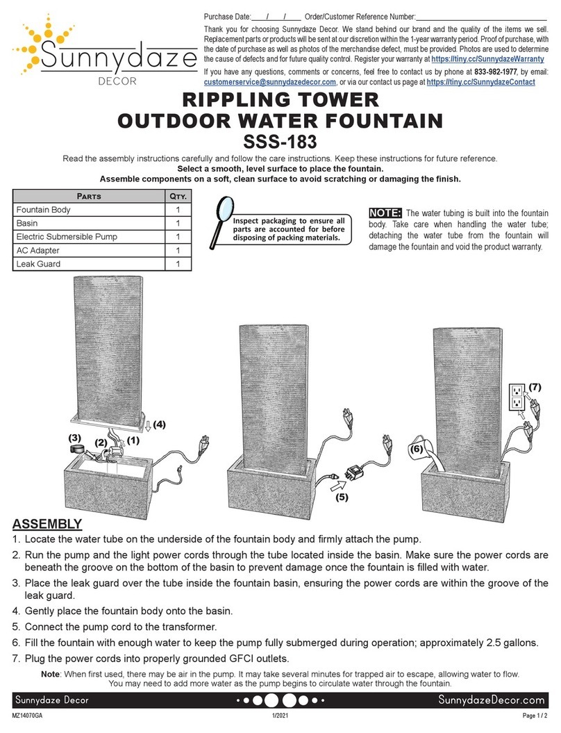 Sunnydaze Decor RIPPLING TOWER manual Sunnydaze Decor RIPPLING TOWER manual