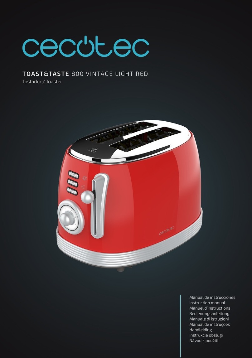 cecotec TOAST&TASTE 800 VINTAGE LIGHT RED instruction manual