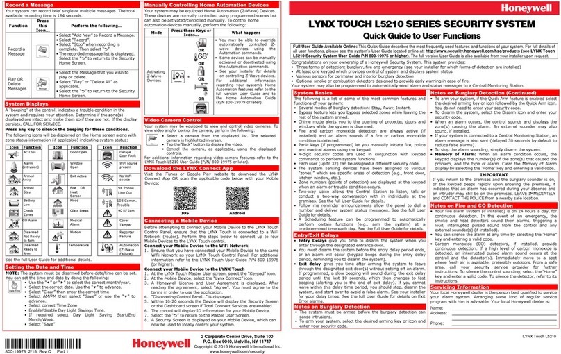 Honeywell LYNX Touch L5210 Series User manual