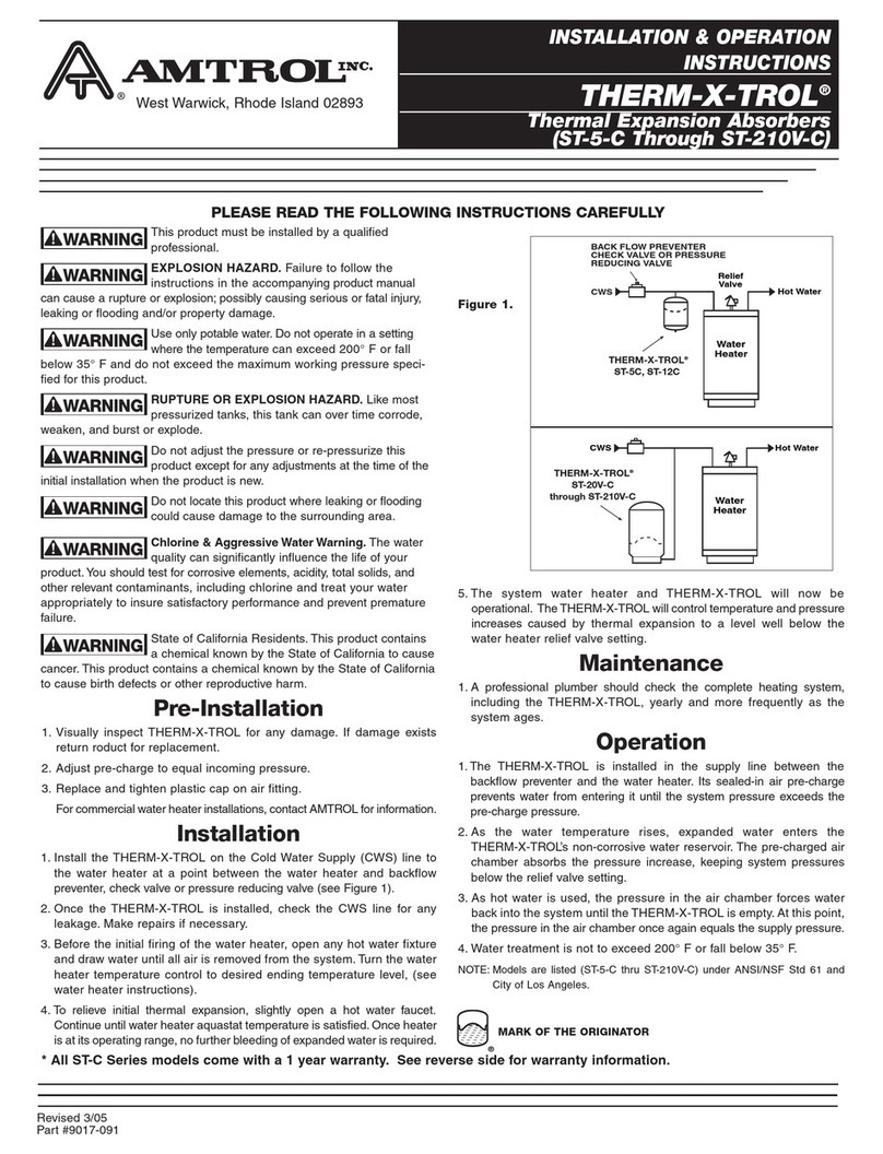 Amtrol THERM-X-TROL ST-20V-C Installation & operation instructions