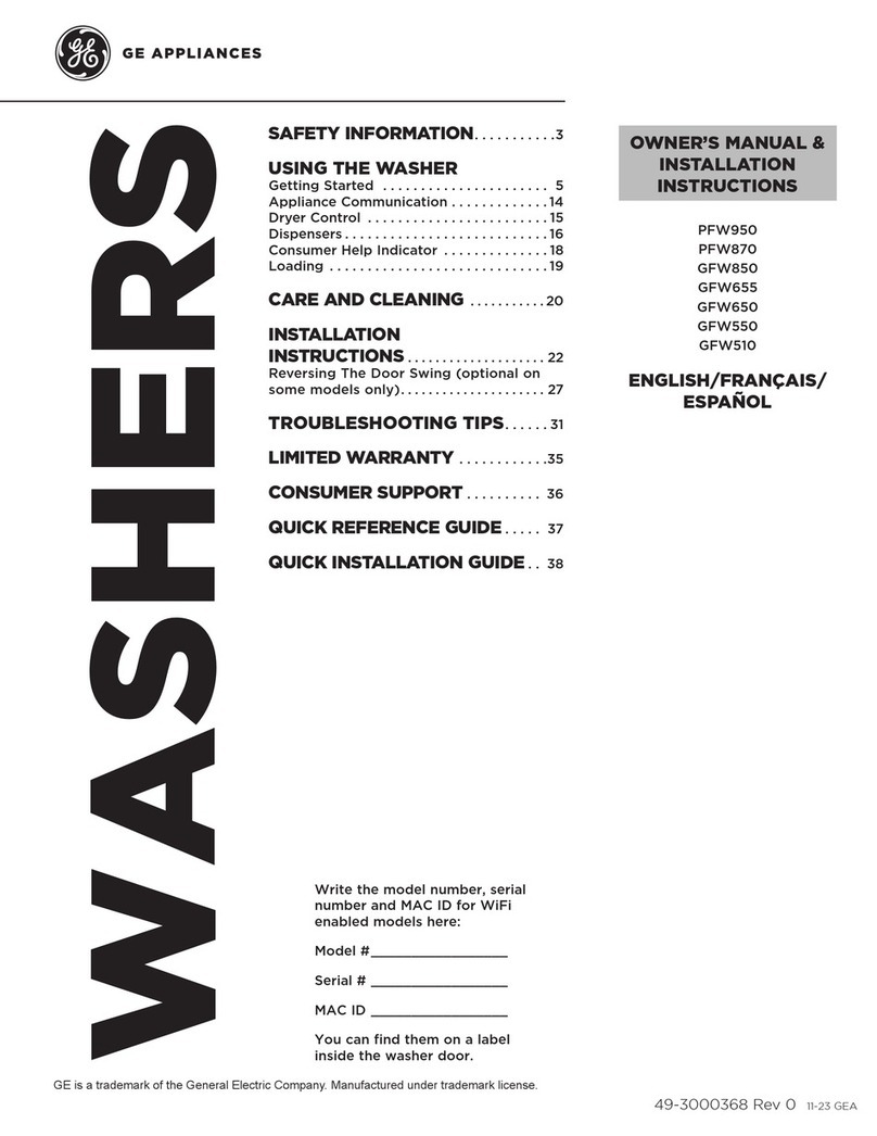 GE PFW870 Owner's Manual & Installation Instructions
