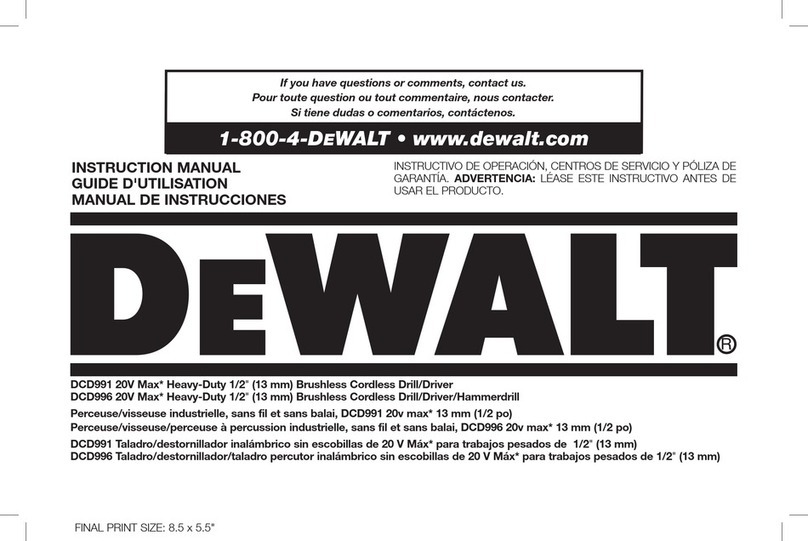 DeWalt XR Li-Ion DCD991 User manual DeWalt XR Li-Ion DCD991 User manual