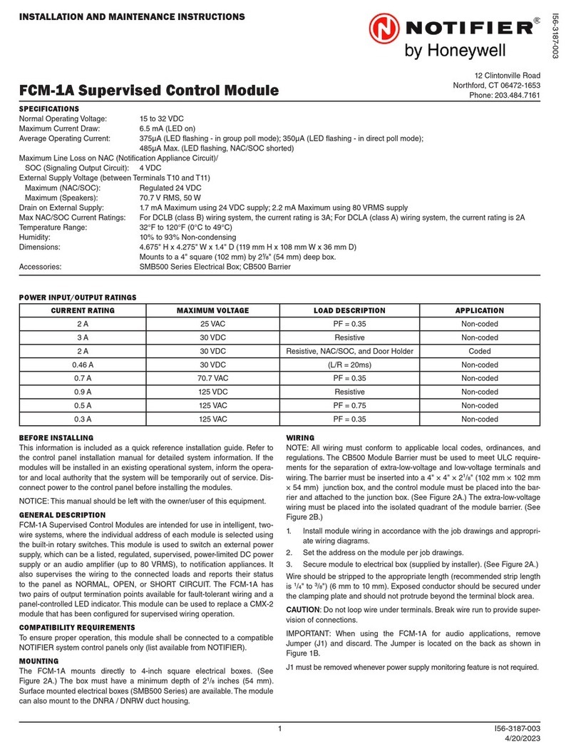 Honeywell NOTIFIER FCM-1A Installation and maintenance instructions
