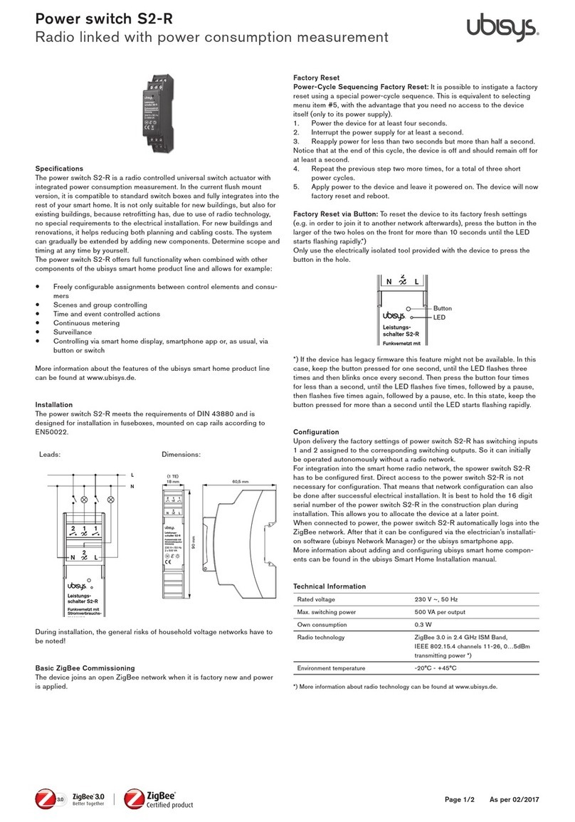 Ubisys ZIGBEE S2(-R) User manual