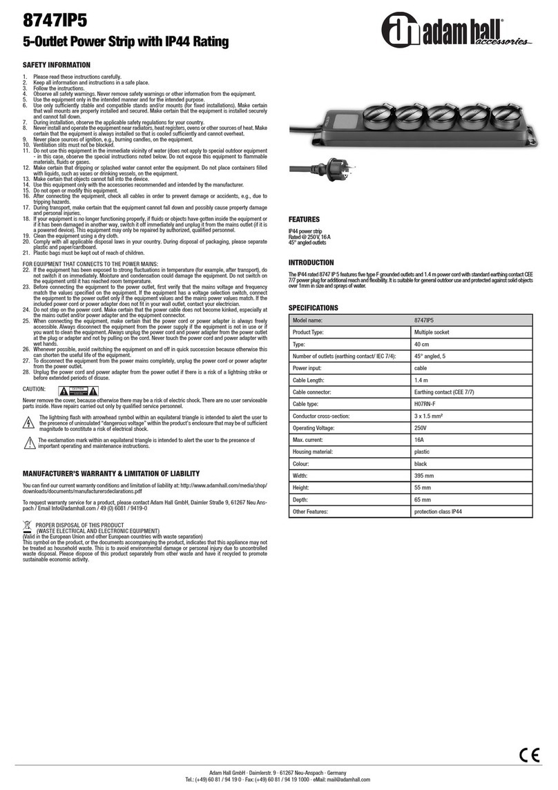 Adam Hall 8747IP5 quick start guide