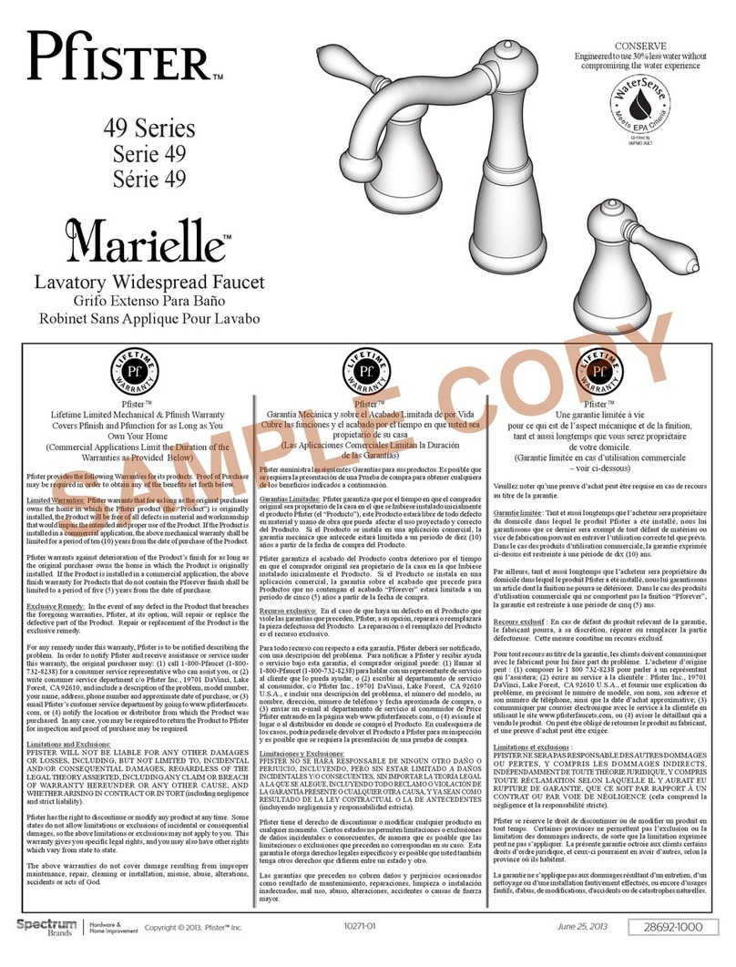 Pfister Marielle 49 Series manual