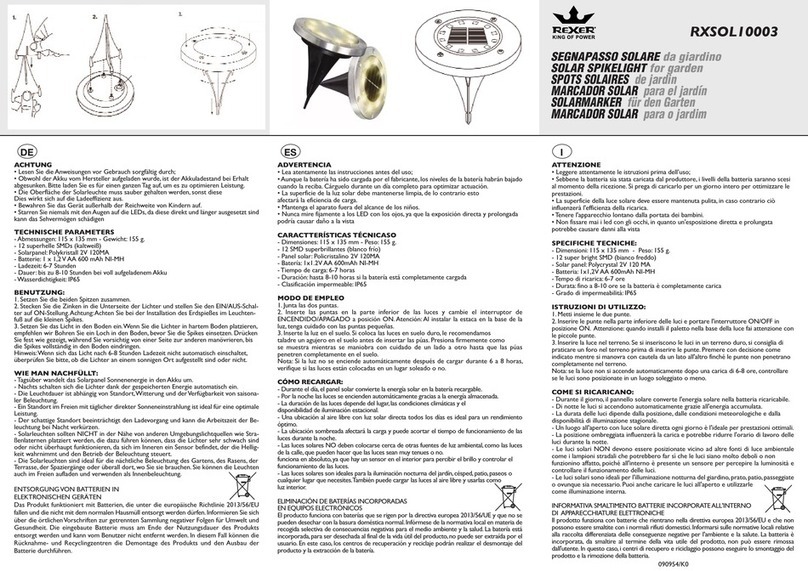 REXER RXSOL10003 manual