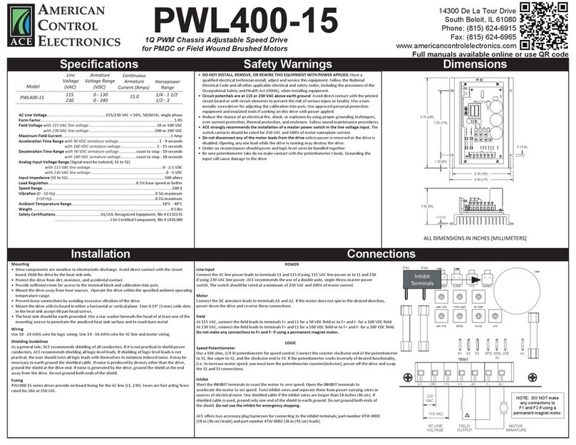 American Control Electronics PWL400-15 manual American Control Electronics PWL400-15 manual