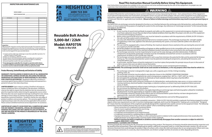 ClimbTech RAF075N User manual