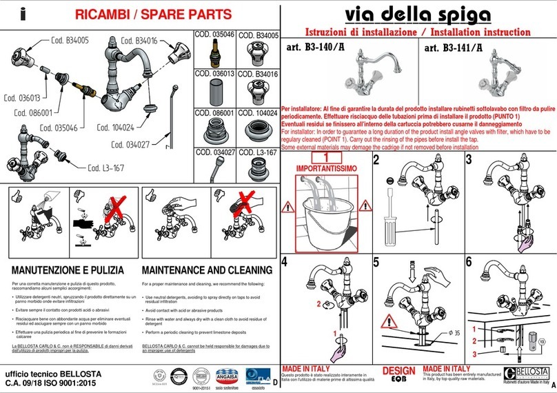 RUBINETTERIE BELLOSTA VIA DELLA SPIGA B3-140/A Installation instruction RUBINETTERIE BELLOSTA VIA DELLA SPIGA B3-140/A Installation instruction