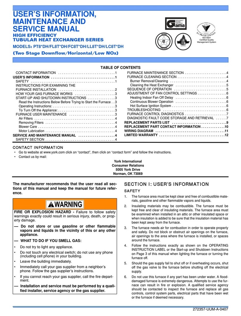 York PT8 DH Series User's information, maintenance and service manual