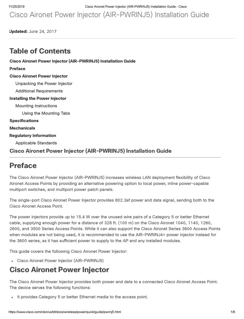Cisco Aironet AIR-PWRINJ5 installation guide