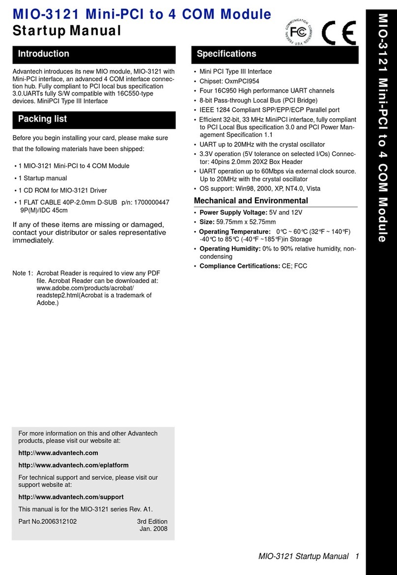 Advantech MIO-3121 Installation and operation manual