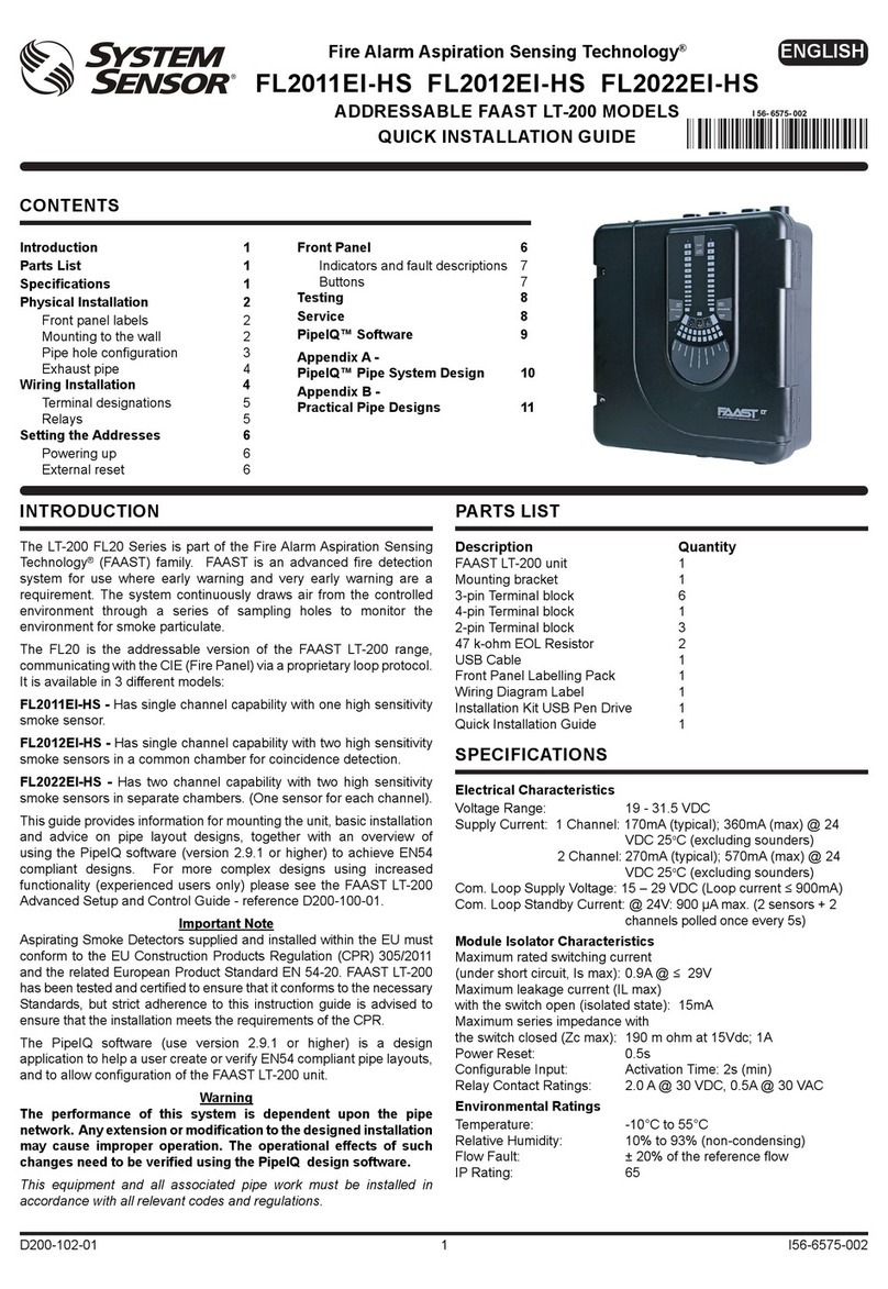 System Sensor FAAST LT-200 FL20 Series User manual