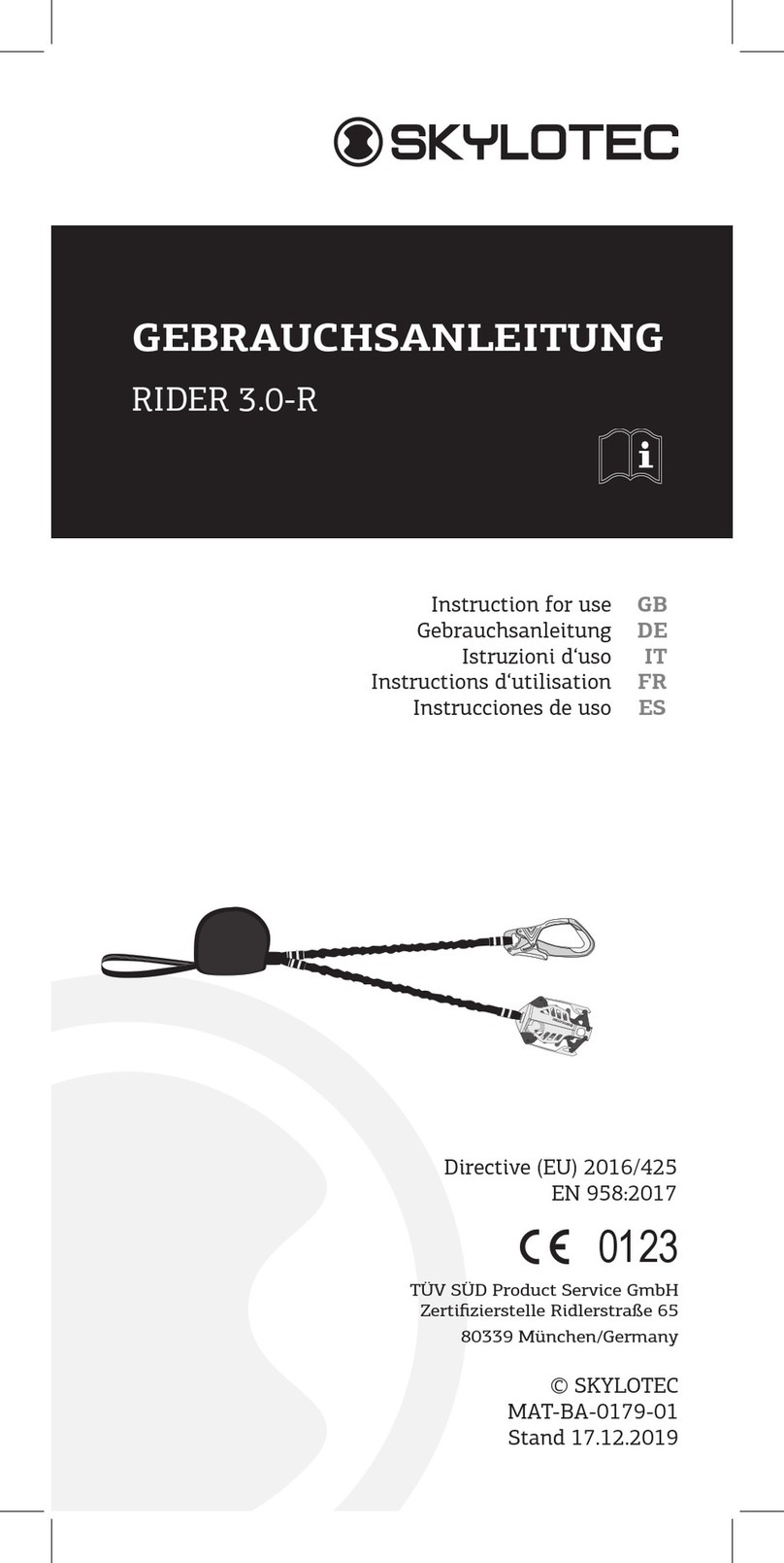 SKYLOTEC RIDER 3.0-R Instructions for use