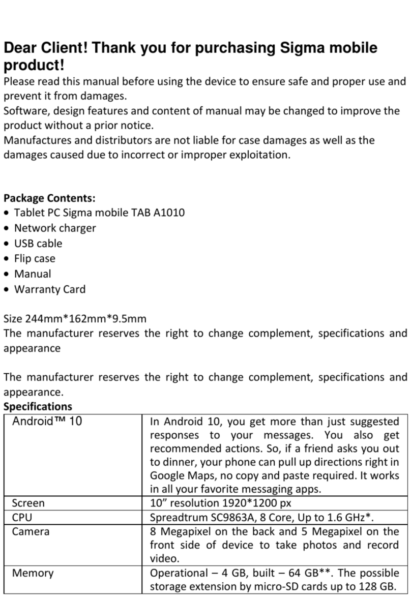 Sigma mobile AB A1010 User manual