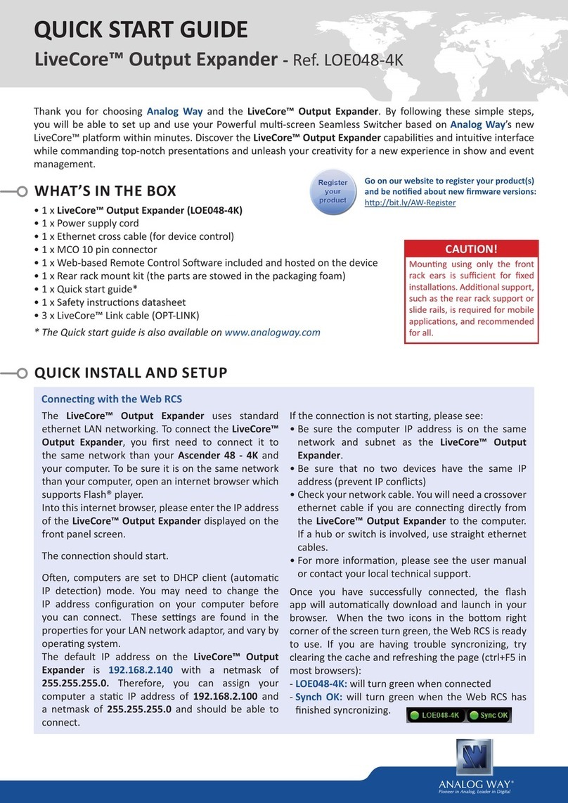 Analog way LiveCore LOE048-4K quick start guide