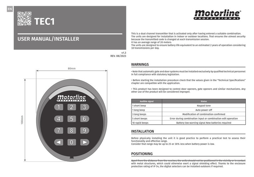 Motorline TEC1 user manual
