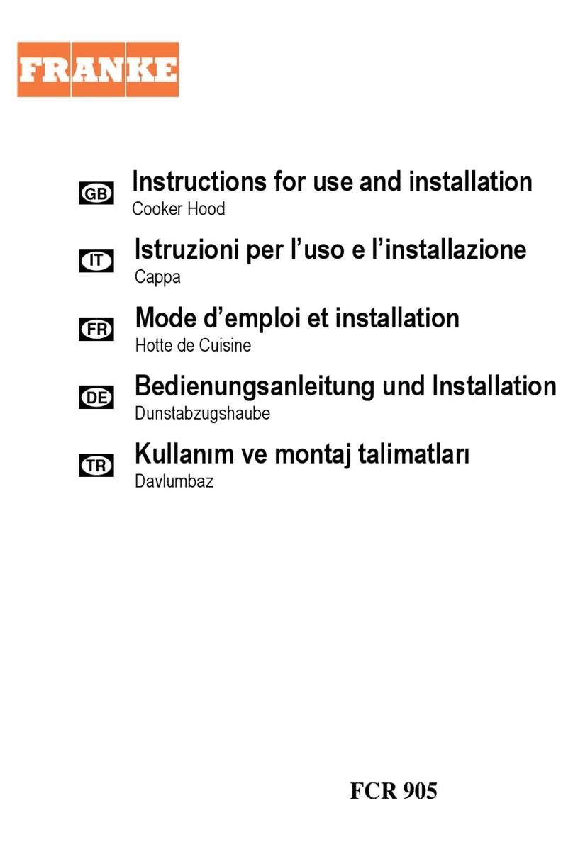 Franke FCR 905 Instructions for use and installation Franke FCR 905 Instructions for use and installation