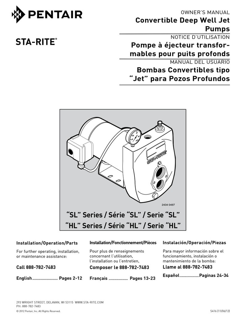 Pentair STA-RITE SL Series Installation, operation & parts Pentair STA-RITE SL Series Installation, operation & parts