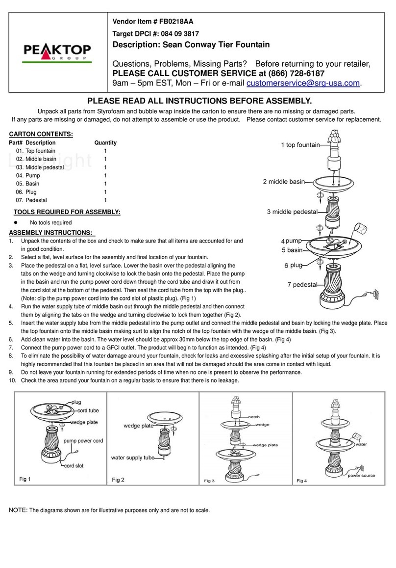 PEAKTOP Sean Conway Tier Fountain User manual