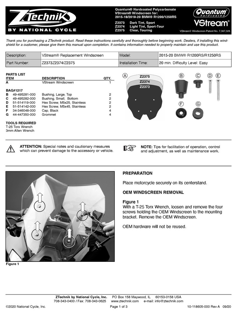 National Cycle ZTechnik VStream R1200RS User manual National Cycle ZTechnik VStream R1200RS User manual