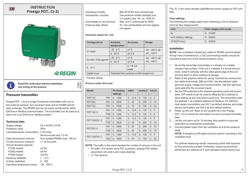 Regin Presigo PDT C Series User manual