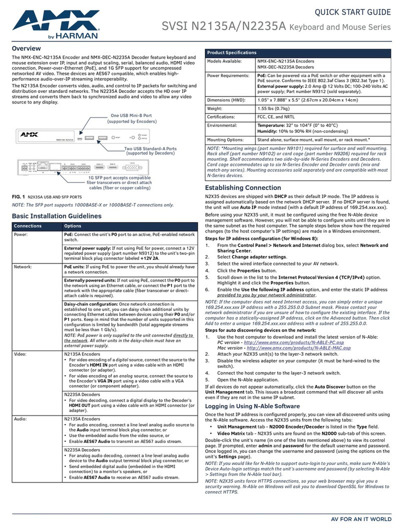 Harman AMX SVSI N2135A quick start guide