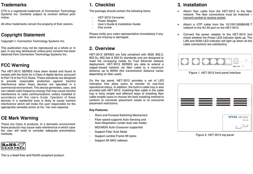 CTS HET-3012 Series user guide