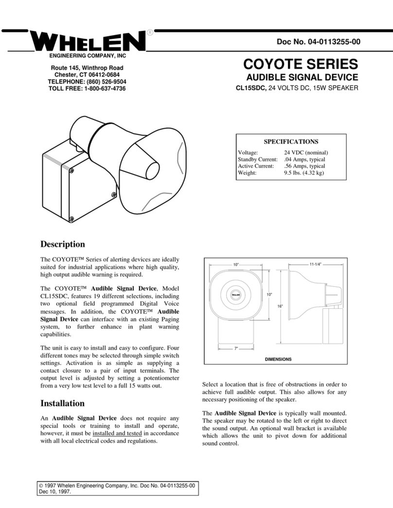 Whelen Engineering Company COYOTE CL15SDC quick start guide