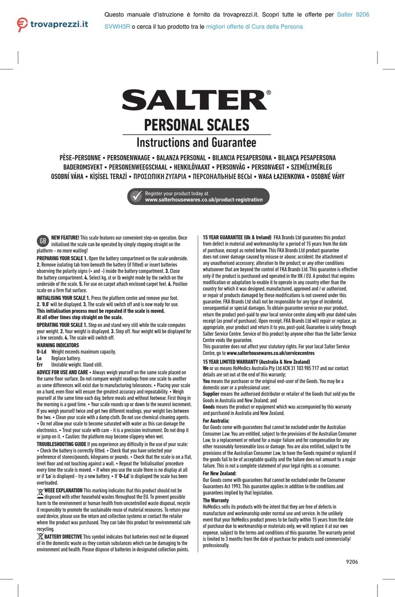 Salter SVWH3R Instructions and guarantee