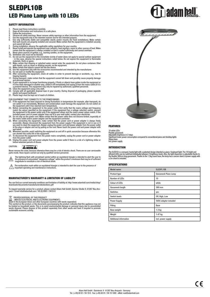 Adam Hall SLEDPL10B quick start guide